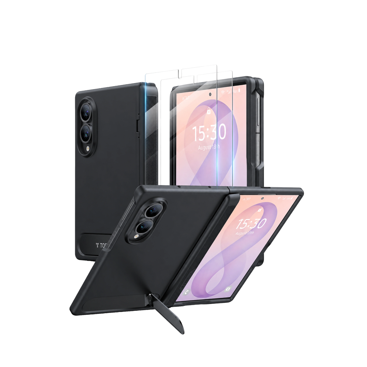 Torras Samsung Galaxy Z Fold 8 Ostand L1 2 Adet Ekran Koruyuculu Standlı Magsafe Kapak